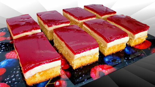 Бисквитный торт с творожным кремом и малиновым желе Домашний рецепт