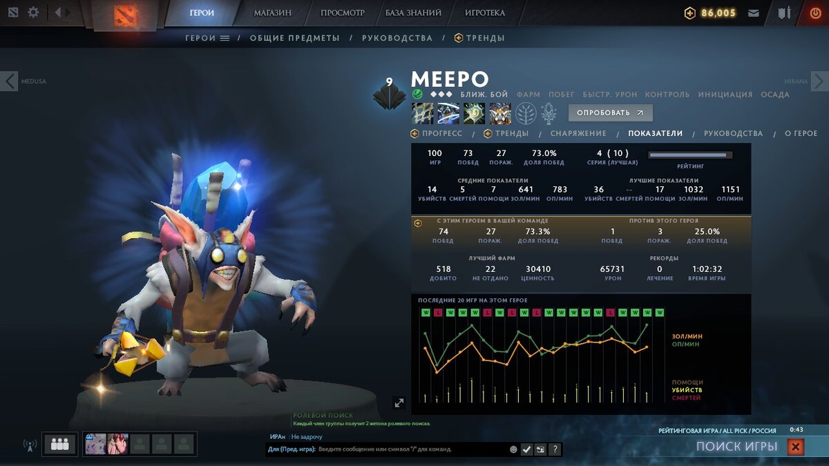 За первые 100 игр вот мой результат. Сейчас суммарно больше 400 игр