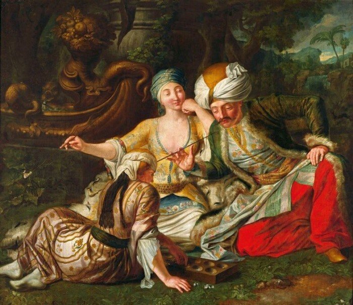 «Игроки в манкалу», Иоганн Самуэль Мок, 1730–1735 годы.