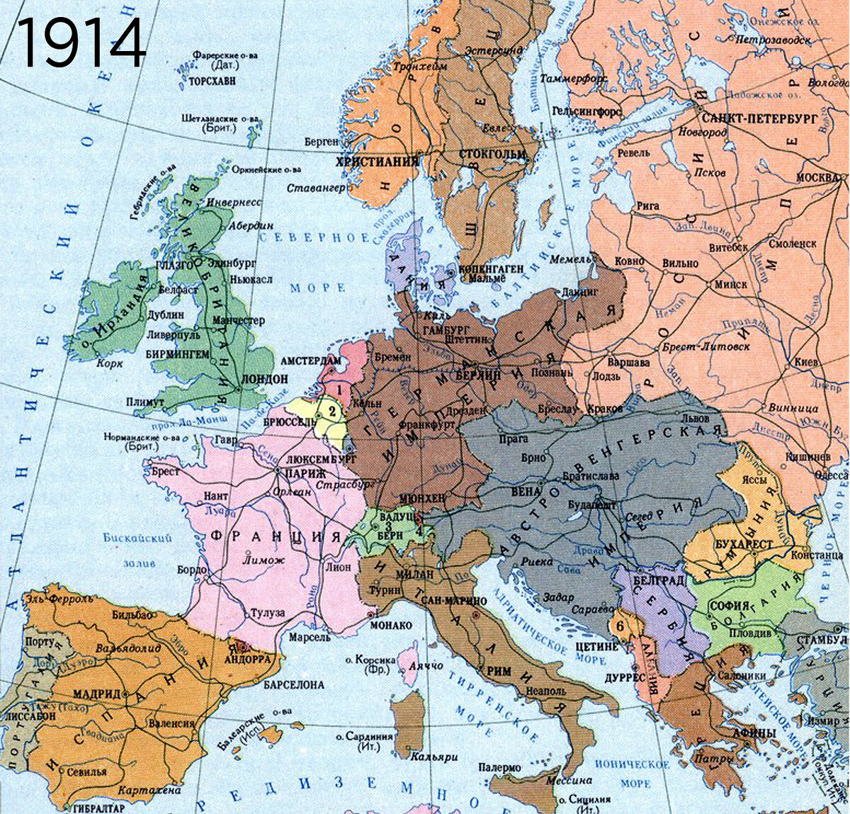 Карта европы со странами 1914