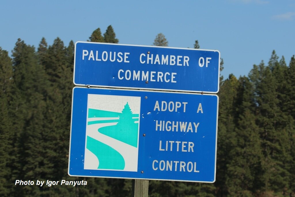 Дорожный знак «Adopt a Highway» в штате Вашингтон, США