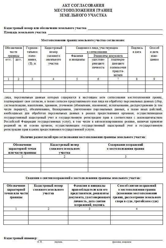 форма акт согласования местоположения границ☝