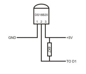 Микросхема имеет три выхода, из которых для данных используется только один, два остальных – это земля и питание. Число проводов можно сократить до двух, если использовать схему с паразитным питанием и соединить Vdd с землей. К одному проводу с данными можно подключить сразу несколько датчиков DS18B20 и в плате Ардуино будет задействован всего один пин.