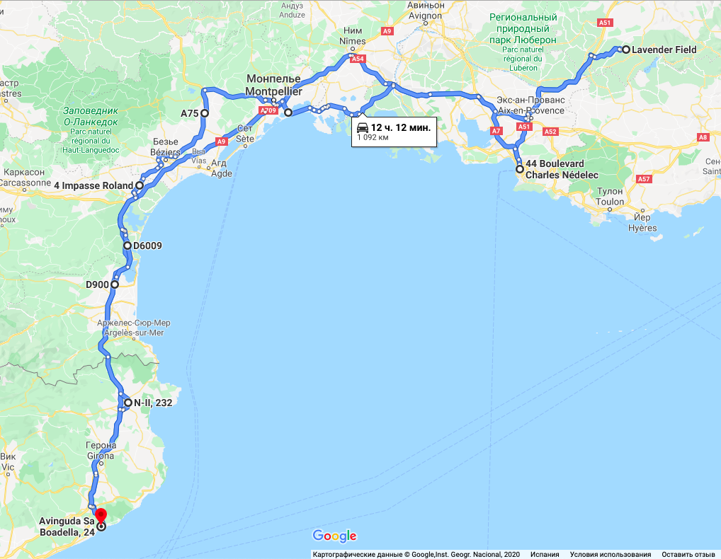 Маршрут: Lloret-de-Mar – Valensole (лавандовыеполя) – Marseille – Lloret-de-Mar