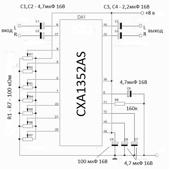 Микросхема cxa1352as схема включения