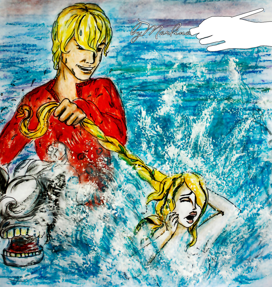 Мыслит царевич: «Добро же! постой!» За косу ловко схватил он рукой...