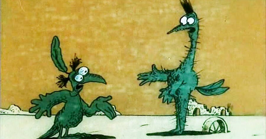 « - Эй, ты, птичка, летим со мной на Юг, там столько вкусного!
  - Но там нет работы!?
  - Нет работы? Найдем. Не знаешь — научим, не хочешь — заставим. Взлетай!»
(скриншот из моего любимого мультфильма "Крылья, ноги и хвосты", ТО «Экран»)