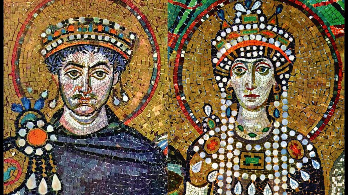 императорская чета Юстиниана I и Феодоры пыталась возродить  Римскую империю