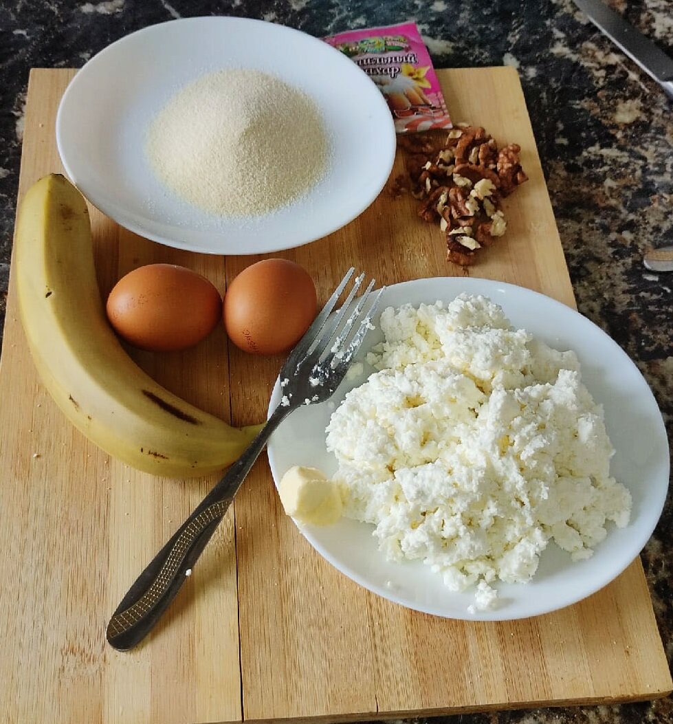 Творожная запеканка с бананом и орехами. | ПП Вкусняшки | Дзен