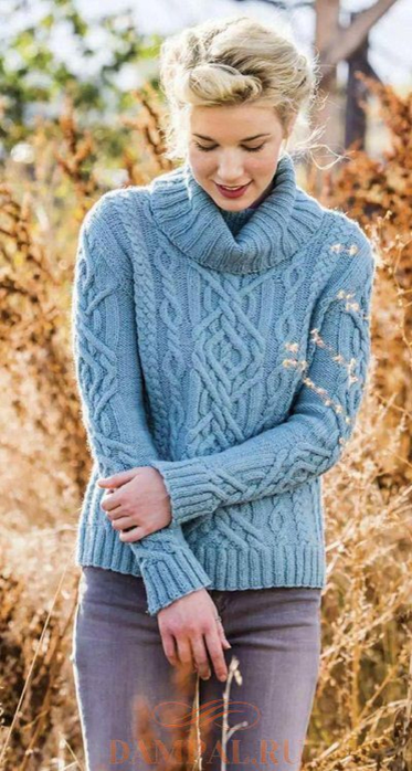 Молодежный свитер спицами схема вязания ажурных узоров