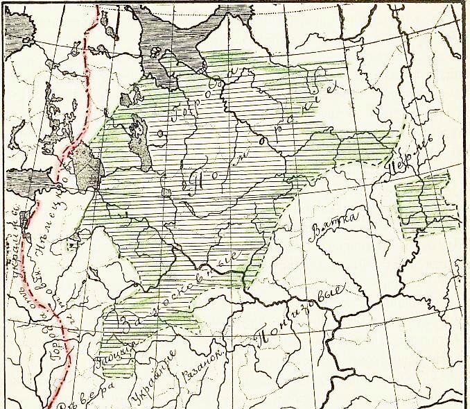 Опричные земли заштрихованы цветом