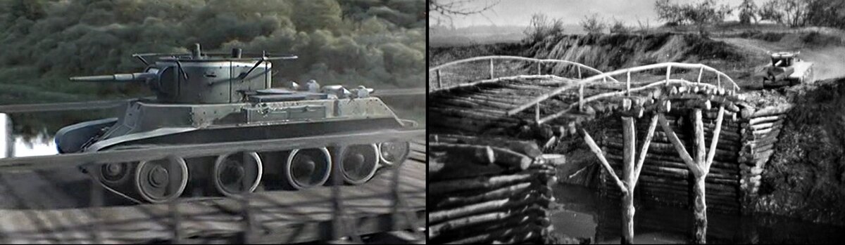 Кадр из фильма "Танкист" и кадр из фильма "Парень из нашего города". 