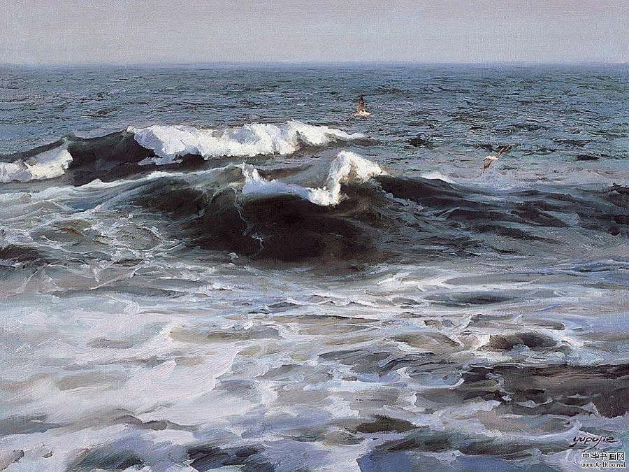 September Bohai sea. oil on canvas. 45 x 60 cm. (Бохайское море в сентябре).