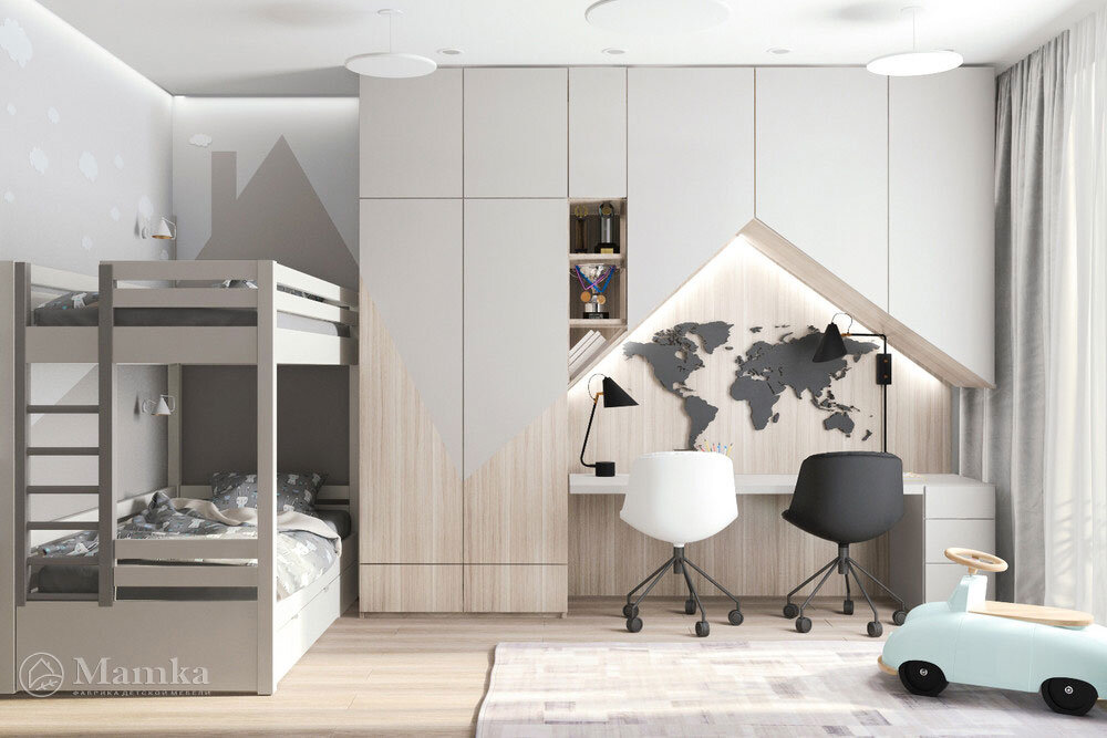 Рабочее место школьников в комнате для разнополых 