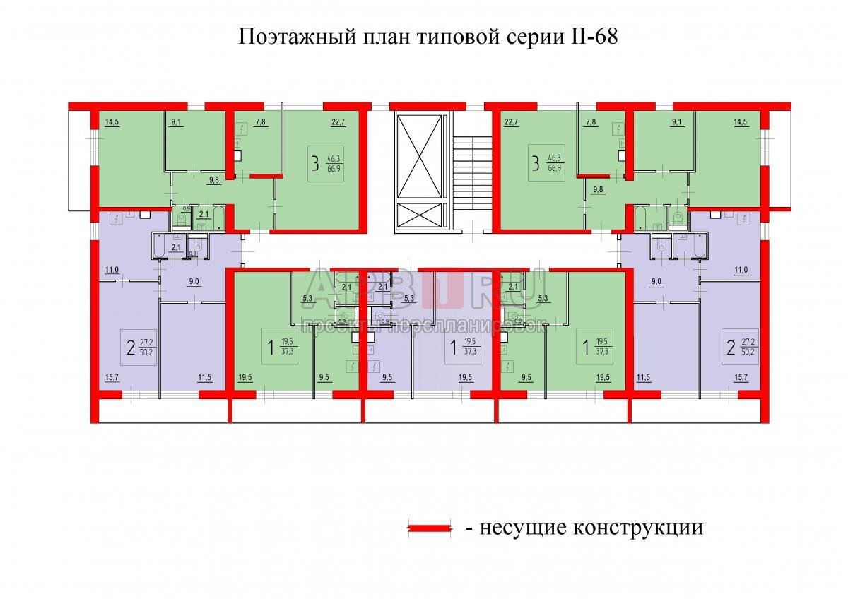 Планировка однушки ii 68. Конструктивные особенности серии и отделка фасадов