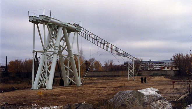 M span. Струнный транспорт Юницкого. Рельсо-струнной эстакады. Струнный транспорт Озеры. Испытательный полигон для высоковольтных опор