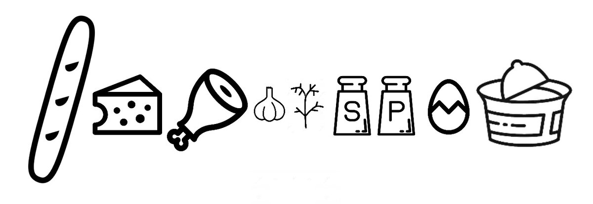 Ингредиенты для багета с ветчиной и сыром