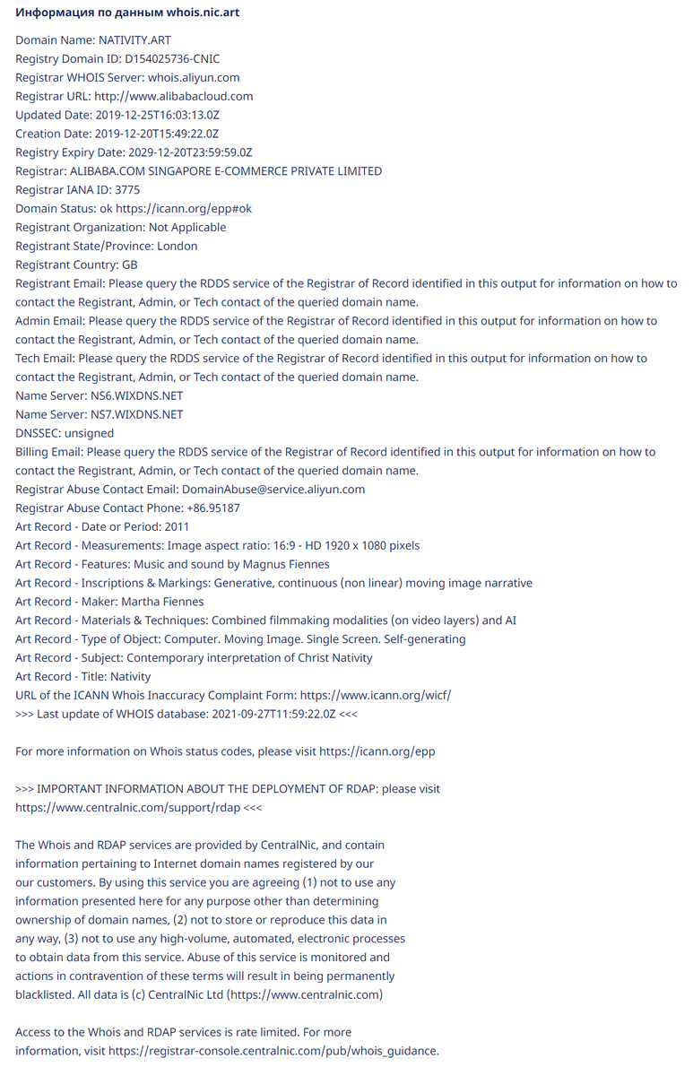 Специальные поля сервиса Whois
