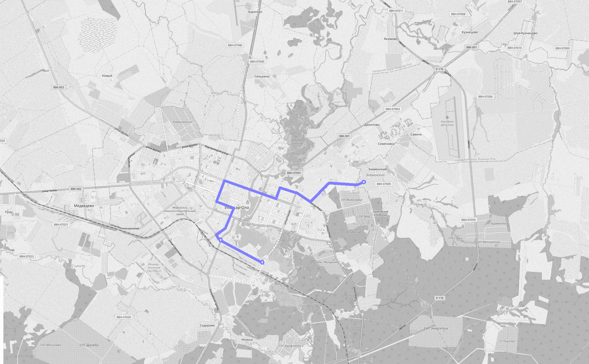 Автобусный маршрут №13. Разработка Поспехова И.А., 2020 г.