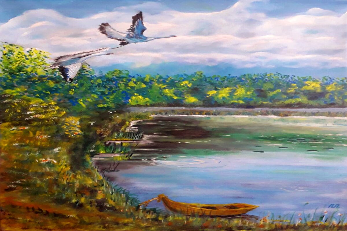 Картина "Журавлиная песня". Анатолий Першин