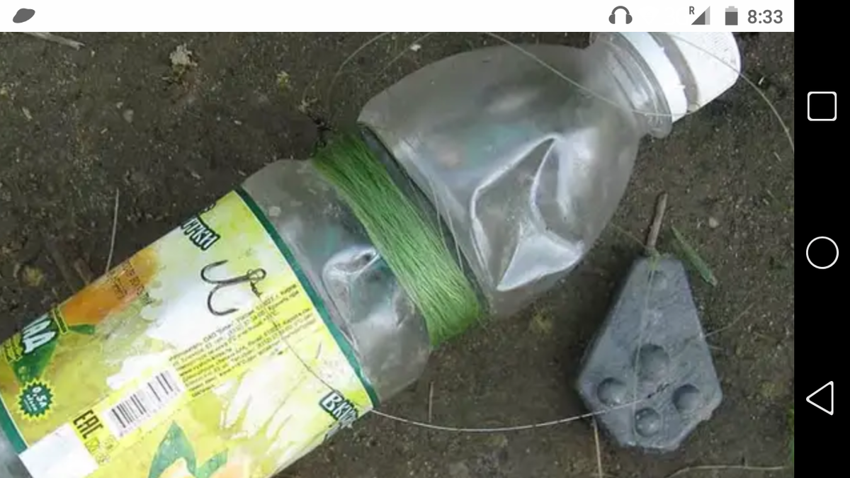 фото Простая жерлица из пластика бутылки для щуки + лодка