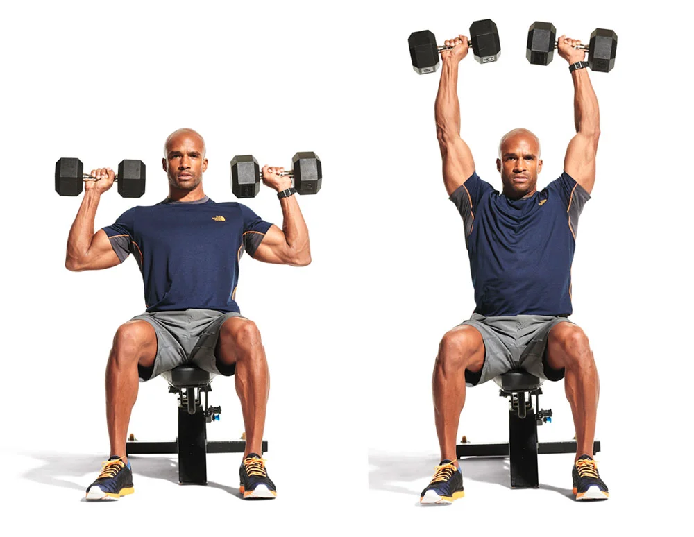 Тренировка плечей. Жим Арнольда стоя. Dumbbell Shoulder Press 2х1. Seated Barbell Shoulder Press. Упражнения для плеч с гантелями