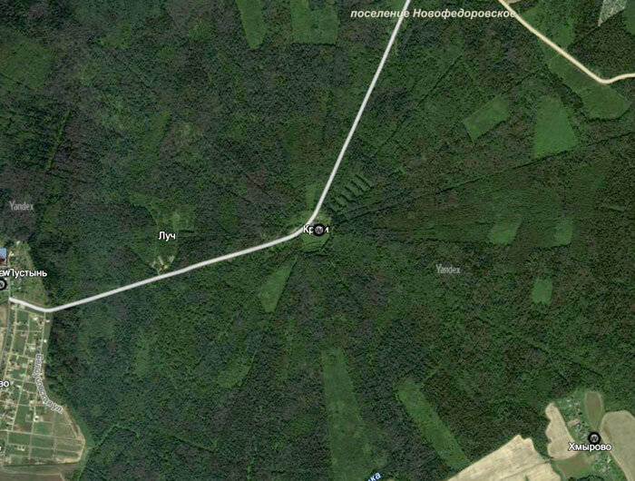 Деревня Круги на снимке из космоса