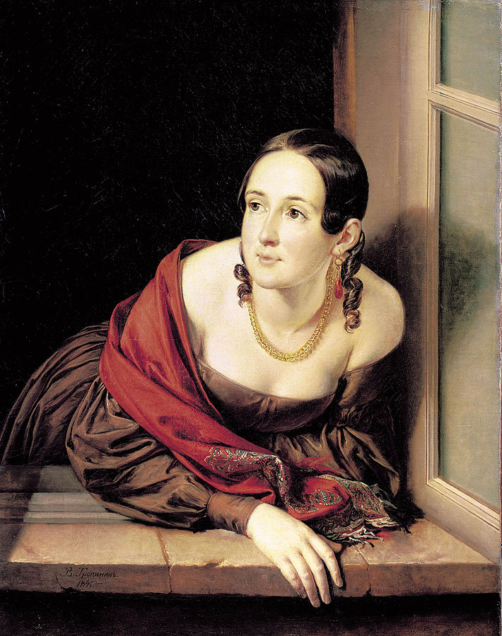 "Женщина в окне", Василий Тропини, 1841. (сс) Wikimedia Commons