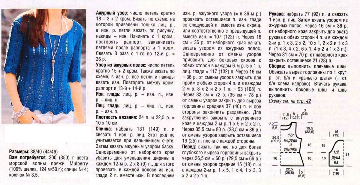 Вязание спицами летние кофты ажурные узоры схемы