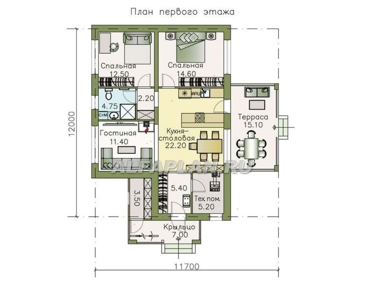 Дом 9 * 12 одноэтажный с 2 выходами