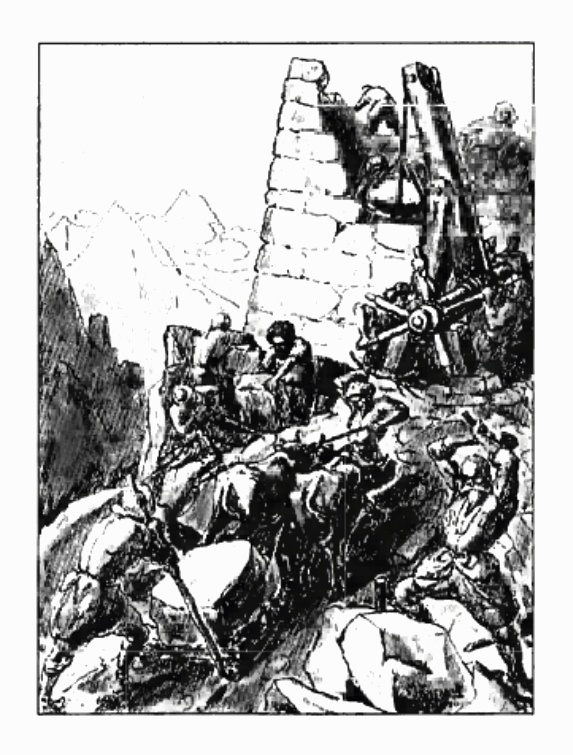 Строительство башни. Художник М.С. Туганов. (Фото из книги "История Осетии", авторы: М.М. Блиев, Р.С. Бзаров)