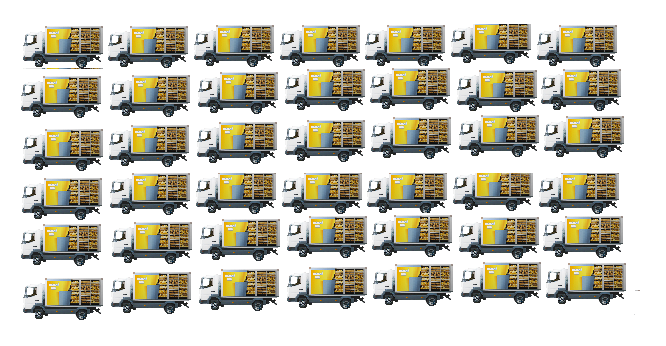 По моим подсчетам, это 42 газели с хлебом