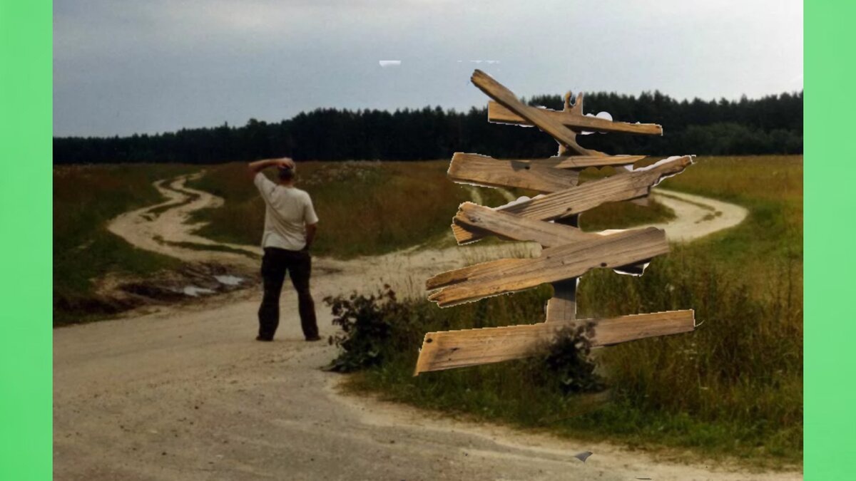 Вот и выбор: либо голову чесать, либо путь выбирать. (коллаж автора из картинок свободного доступа)  