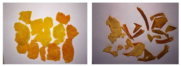 Зачищенные от белой мякоти корки мандарина и высушенные 