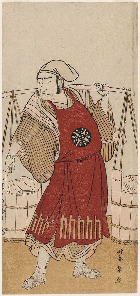 Artist:Katsukawa Shunsho Title:Actor Nakamura Nakazô I as Nagasaki Kageyuzaemon disguised as Gorohachi the sake seller Date:1776