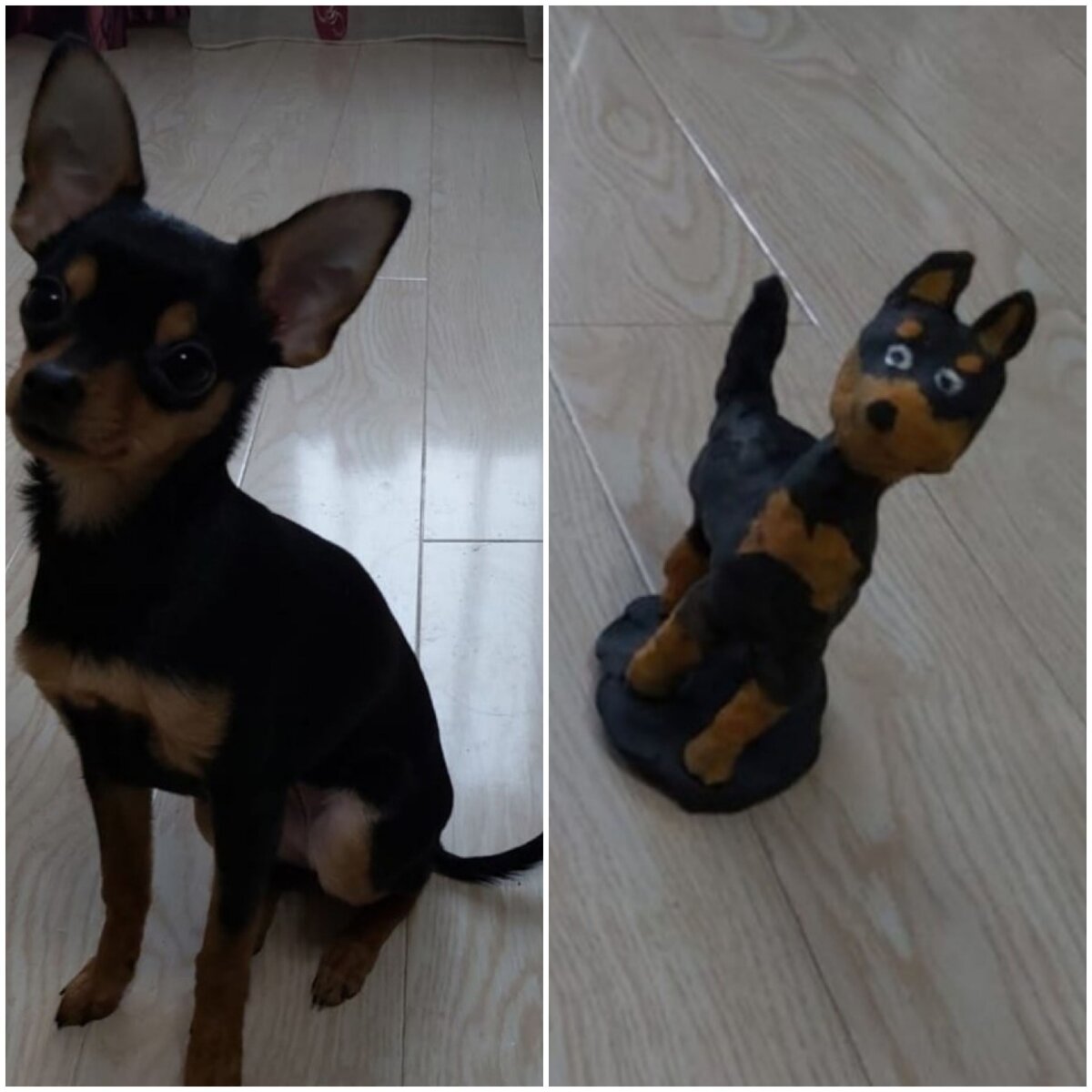 Марина слепила свою собаку.
