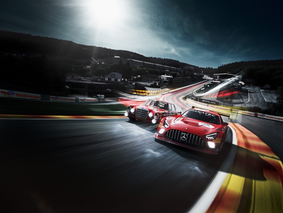 Mercedes-Benz 300SEL 6.8 AMG и Mercedes-AMG GT3 Evo