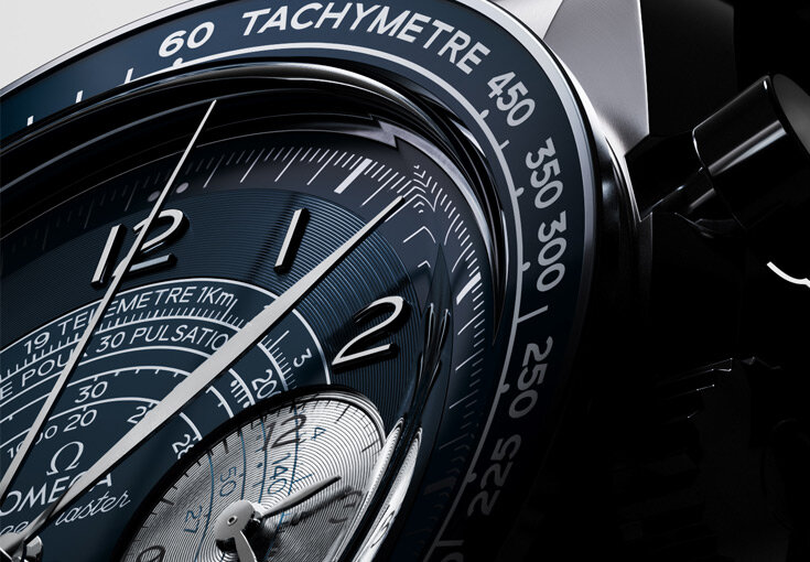 Добавление спирального рисунка дорожек под арабскими цифрами (источник - официальный сайт OMEGA)