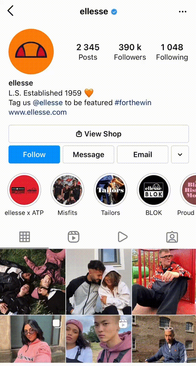 Пример магазина Ellesse
Источник: официальный Instagram бренда