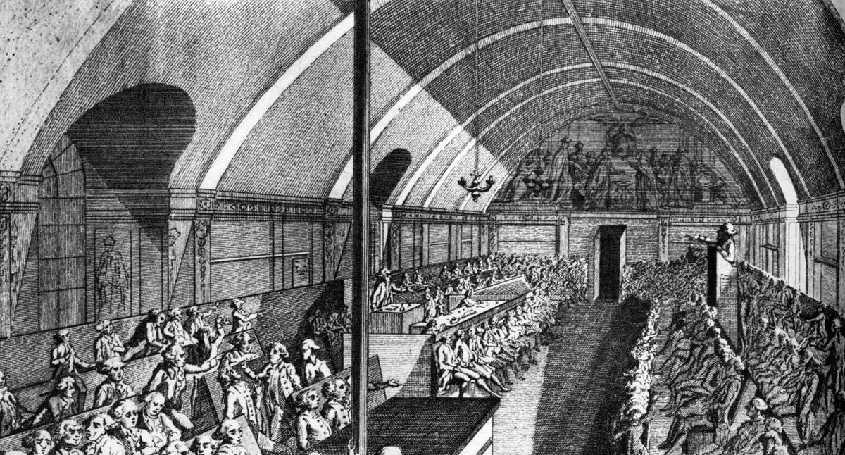 Заседание якобинского клуба в библиотечном зале монастыря св. Якова (1791). Гравюра по картине Анри-Николя Ван Горпа.