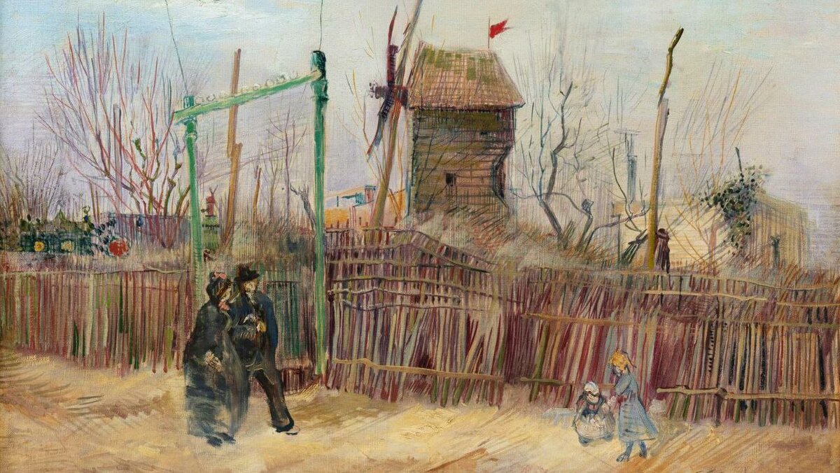 Картина Ван Гога – «Сценка на Монмартре: тупик des Deux Frères и мельница à Poivre», 1887.