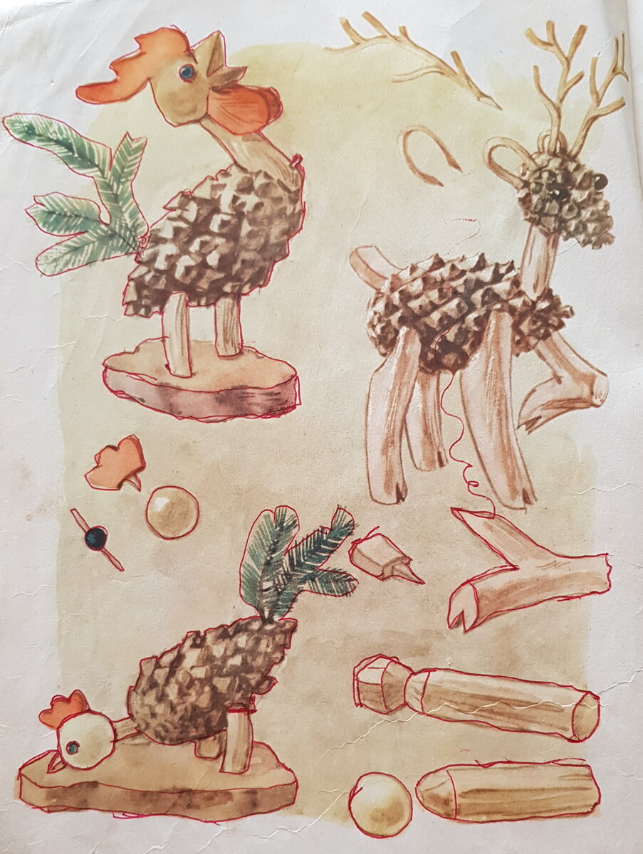Рисунок поделки из шишек