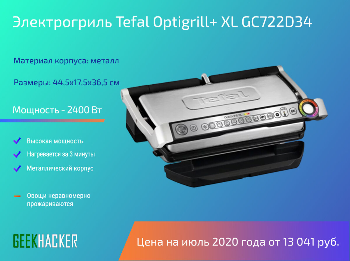 Гриль tefal optigrill gc722d34