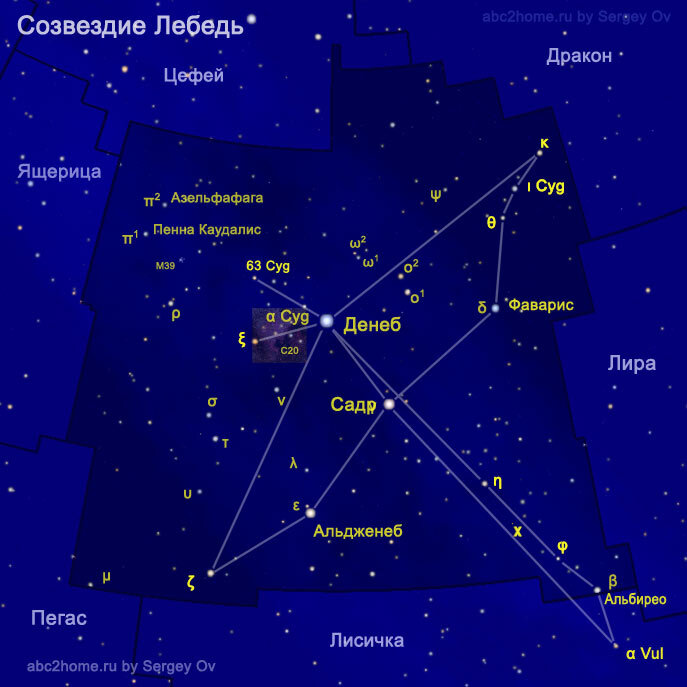 Какие звезды входят в созвездие. Созвездие лебедь самая яркая звезда. Схема созвездия лебедь самая яркая звезда. Денеб звезда в созвездии. В Созвездие лебедь Денеб самая яркая звезда.