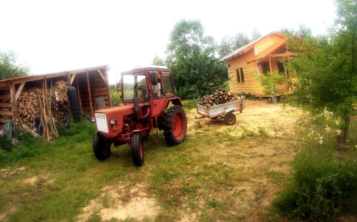 Сосед  сайтописец возит мне дрова на своем тракторе.