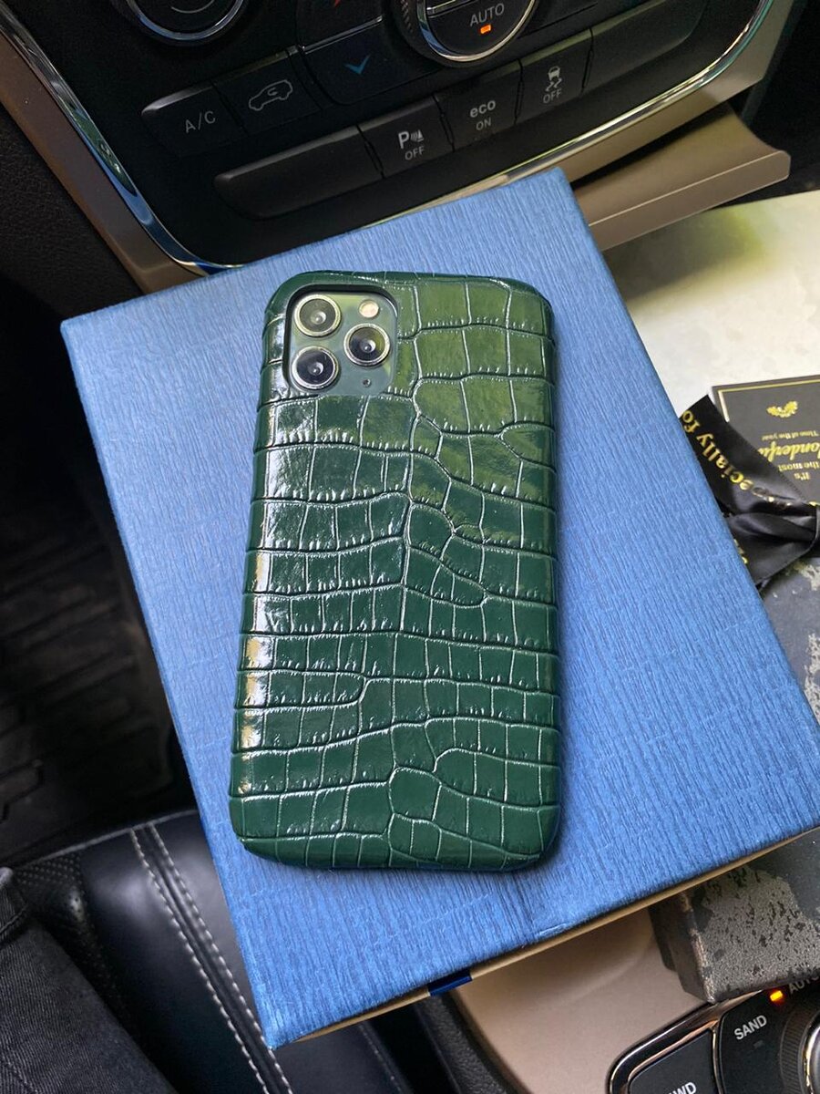 Эксклюзивный, зелёный, кожаный чехол Mobcase 1168 для iPhone 11 Pro