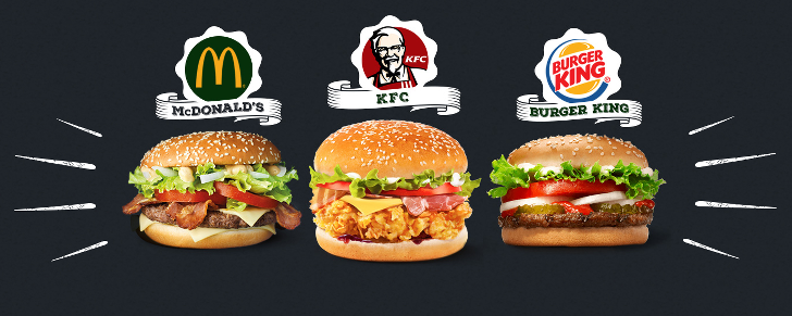 Kfc лучше макдональдса. Мак КФС бургер Кинг. Макдональдс vs Burger King. Фаст фуд макдональдс КФС бургер Кинг. Макдональдс vs бургер Кинг vs КФС.