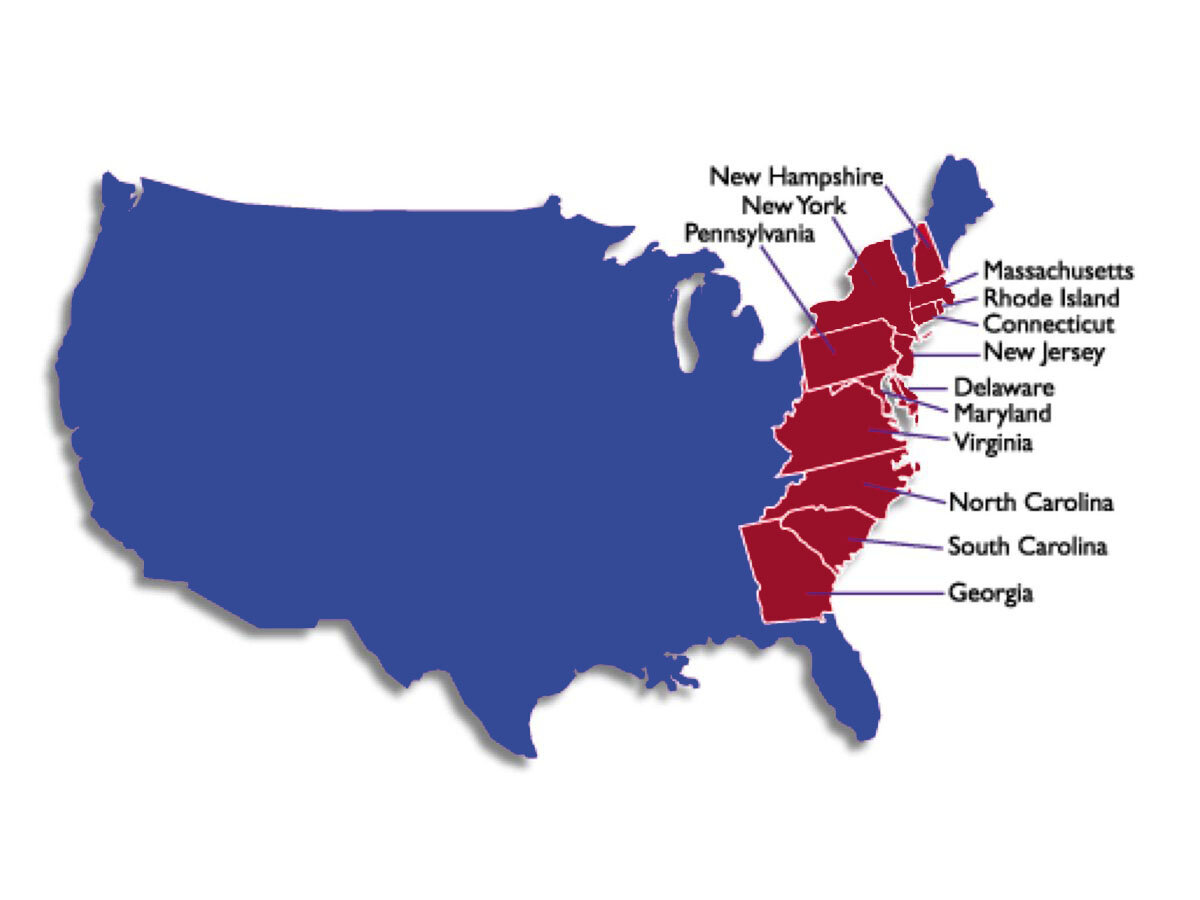 Штаты америки независимость. Первые 13 Штатов США. 13 Колоний США на карте. Первые 13 Штатов США на карте. 13 Штатов основателей США.
