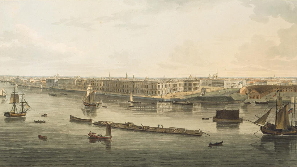 Фото: Дж. О. Аткинсон «Вид на Неву и Дворцовую набережную» 