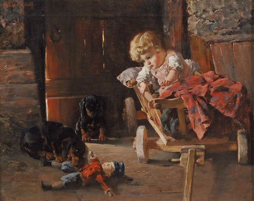 Картина "Брошенная кукла". Автор - Bischoff, Friedrich